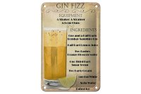 Blechschild Alkohol 12x18cm Gin Fizz Equipment ingredients