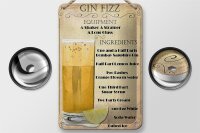 Blechschild Alkohol 12x18cm Gin Fizz Equipment ingredients