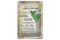 Blechschild Alkohol 12x18cm Grasshopper ingredients