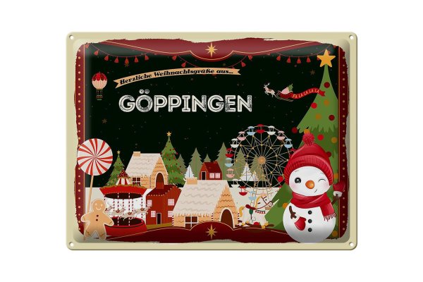 Blechschild Weihnachten Grüße GÖPPINGEN Geschenk  40x30cm