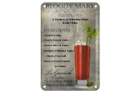 Blechschild Alkohol 12x18cm bloody mary Cocktail ingredient