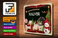 Blechschild Weihnachten Grüße aus HALVER Geschenk  40x30cm