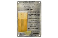 Blechschild Alkohol 12x18cm Gin Fizz Equipment ingredients