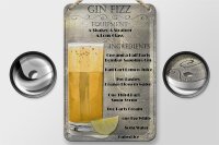 Blechschild Alkohol 12x18cm Gin Fizz Equipment ingredients