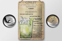 Blechschild Alkohol 12x18cm Gimlet Equipment ingredients