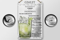 Blechschild Alkohol 12x18cm Gimlet Equipment ingredients