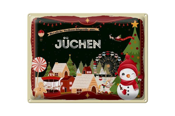 Blechschild Weihnachten Grüße aus JÜCHEN Geschenk  40x30cm