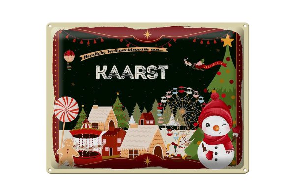 Blechschild Weihnachten Grüße aus KAARST Geschenk  40x30cm
