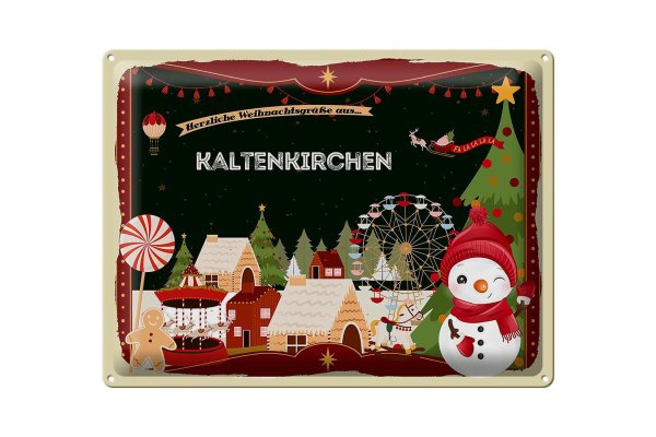 Blechschild Weihnachten Grüße aus KALTENKIRCHEN Geschenk  40x30cm