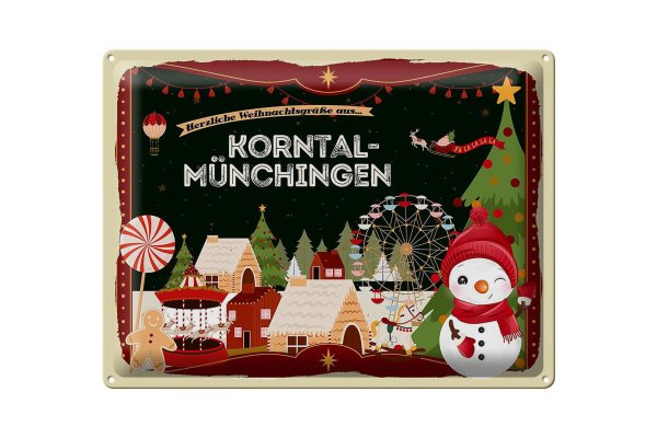 Blechschild Weihnachten Grüße KORNTAL-MÜNCHINGEN Geschenk  40x30cm