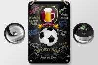Blechschild Spruch 12x18cm sports bar free wine darts pool