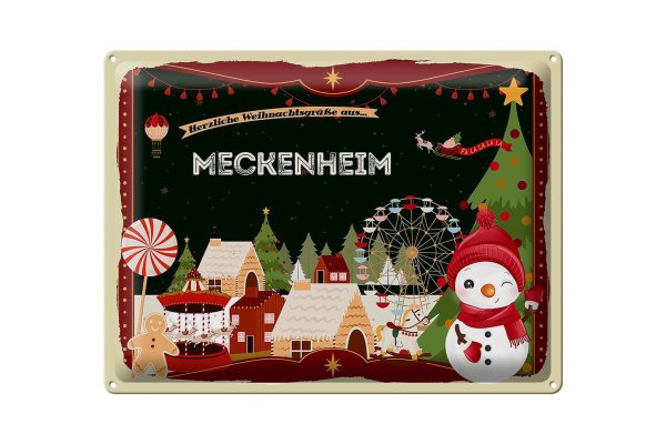 Blechschild Weihnachten Grüße MECKENHEIM Geschenk  40x30cm
