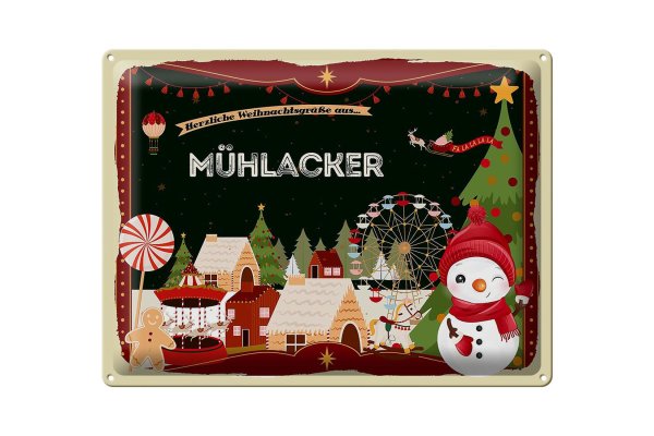 Blechschild Weihnachten Grüße MÜHLACKER Geschenk  40x30cm