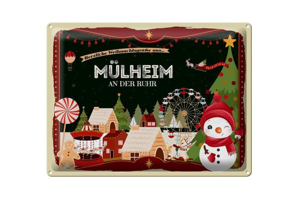 Blechschild Weihnachten Grüße MÜLHEIM AN DER RUHR  40x30cm