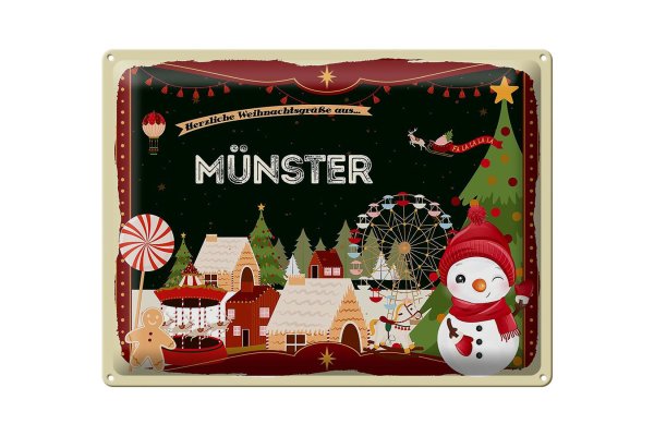 Blechschild Weihnachten Grüße aus MÜNSTER Geschenk  40x30cm