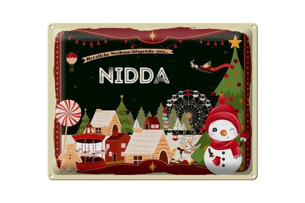 Blechschild Weihnachten Grüße NIDDA Geschenk FEST  40x30cm