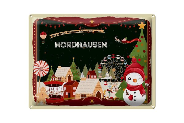 Blechschild Weihnachten Grüße NORDHAUSEN Geschenk  40x30cm