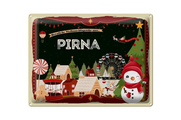 Blechschild Weihnachten Grüße PIRNA Geschenk FEST  40x30cm