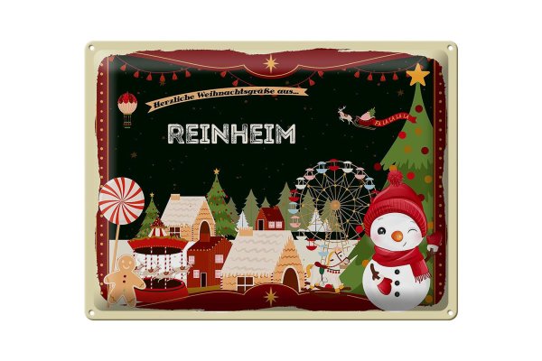 Blechschild Weihnachten Grüße REINHEIM Geschenk  40x30cm