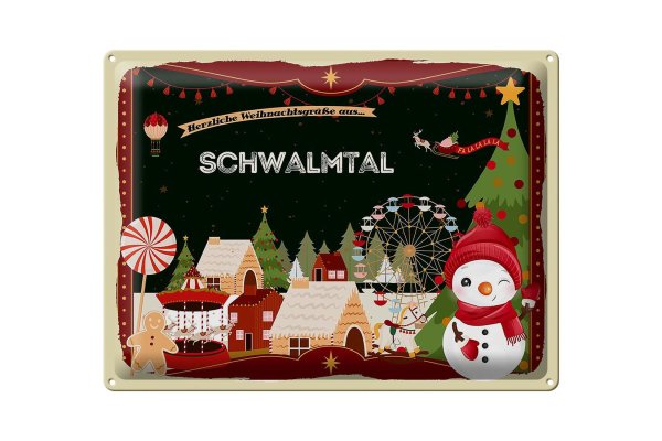 Blechschild Weihnachten Grüße SCHWALMTAL Geschenk  40x30cm