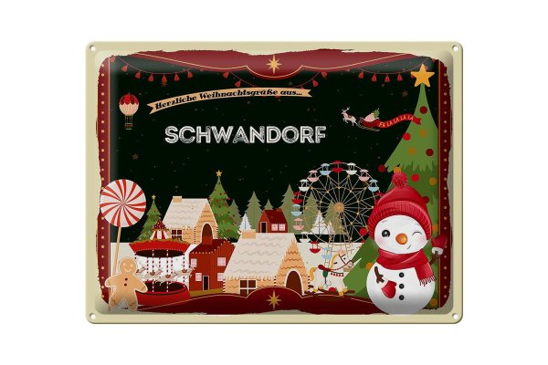 Blechschild Weihnachten Grüße SCHWANDORF Geschenk  40x30cm