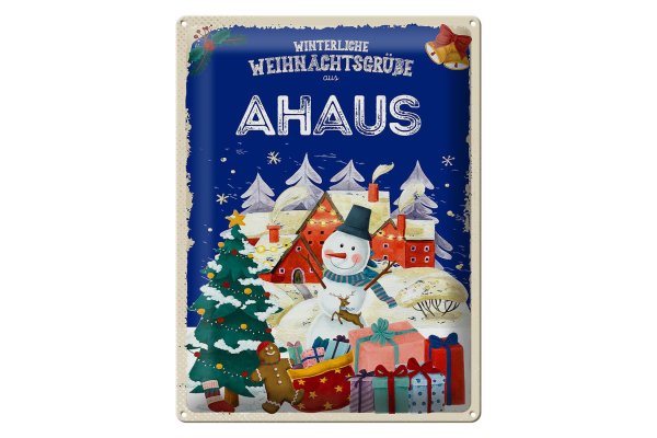 Blechschild Weihnachtsgrüße aus AHAUS Schild 30x40cm