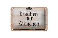 Blechschild Spruch 18x12cm draußen nur Kännchen Kaffee Tee