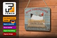 Blechschild Spruch 18x12cm Home farm poultry fresh eggs