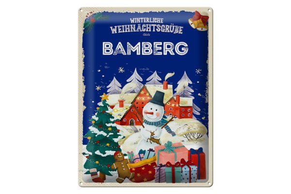 Blechschild Weihnachtsgrüße aus BAMBERG Geschenk  30x40cm