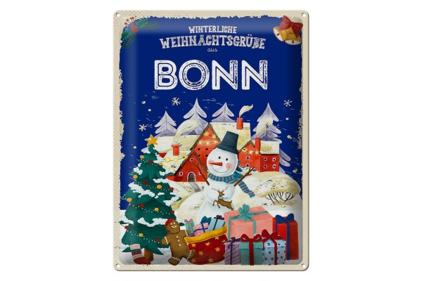 Blechschild Weihnachtsgrüße aus BONN Geschenk  30x40cm