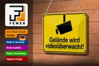 Blechschild Spruch 18x12cm Gelände wird videoüberwacht