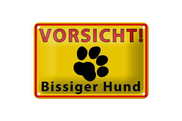 Blechschild Tiere 18x12cm Vorsicht bissiger Hund