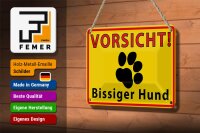 Blechschild Tiere 18x12cm Vorsicht bissiger Hund
