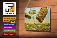 Blechschild Retro 18x12cm Fallschirm erste lenkbarer Ballon
