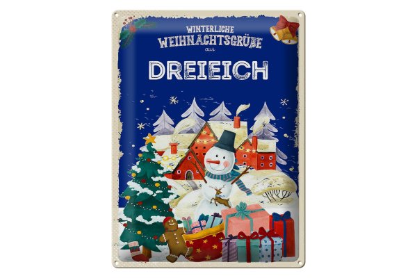 Blechschild Weihnachtsgrüße DREIEICH Geschenk  30x40cm
