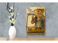Blechschild Spruch 12x18cm wer Bier trinkt Landwirtschaft