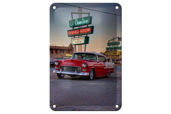 Blechschild Auto 12x18cm Oldtimer El Camino breakfast lunch