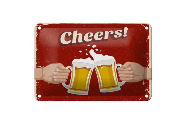 Blechschild Alkohol 18x12cm Beer Cheers Bier