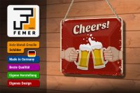 Blechschild Alkohol 18x12cm Beer Cheers Bier