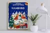 Blechschild Weihnachtsgrüße aus HAMBURG Geschenk  30x40cm