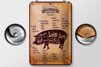 Blechschild Metzger 12x18cm Pork cuts Organic free Schwein