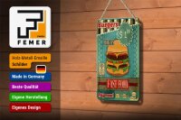 Blechschild Essen 12x18cm fast food Burgers buy now wifi