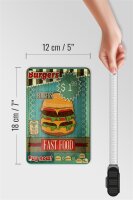 Blechschild Essen 12x18cm fast food Burgers buy now wifi