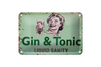 Blechschild Alkohol 18x12cm Gin & Tonic liquid sanity
