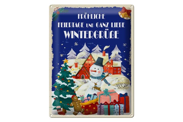 Blechschild liebe Wintergrüße Weihnachtsgrüße Geschenk  30x40cm