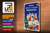 Blechschild liebe Wintergrüße Weihnachtsgrüße Geschenk  30x40cm