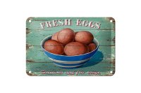 Blechschild Retro 18x12cm fresh eggs Frische Eier Dekoration
