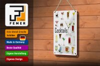 Blechschild Alkohol 12x18cm Cocktails cuba libre Martini