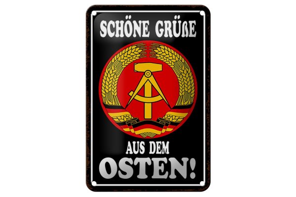 Blechschild Spruch 12x18cm schöne Grüße aus dem Osten