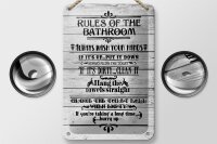 Blechschild Spruch 12x18cm rules of the bathroom wash hands